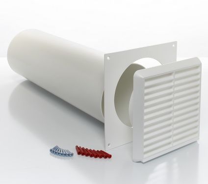 Click Here To Enlarge This Photo Of Nuaire Cyfan Wall Kit 5" Telescopic Pipe Lourvered Outlet No Fly Screen