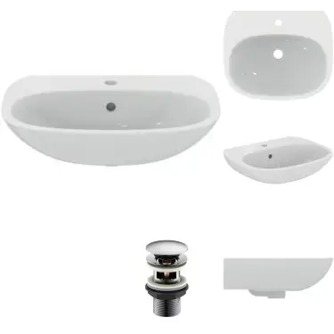 Click Here To Enlarge This Photo Of Ideal Standard Tesi 55 cm Pedestal Basin 1 Tap Hole T028001