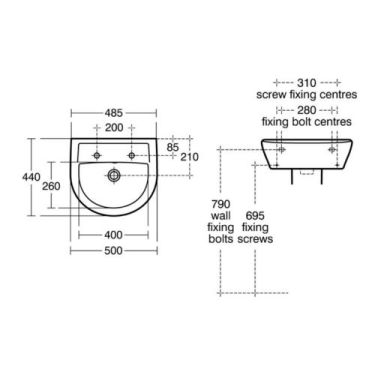 Click Here To Enlarge This Photo Of Armitage Shanks Sandringham 21 50cm Basin 2 Tap Holes E894601