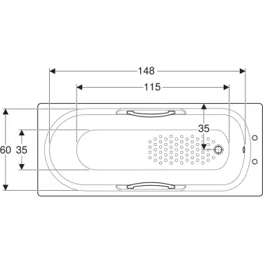 Click Here To Enlarge This Photo Of Twyford Celtic Steel Bath 138 Litres Water Saving 1700mm x 700mm Anti Slip CE1572WH