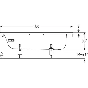 Click Here To Enlarge This Photo Of Twyford Celtic Rectangular Bathtub 150cm x 60cm 137L Capacity with Handles - BS1472WH