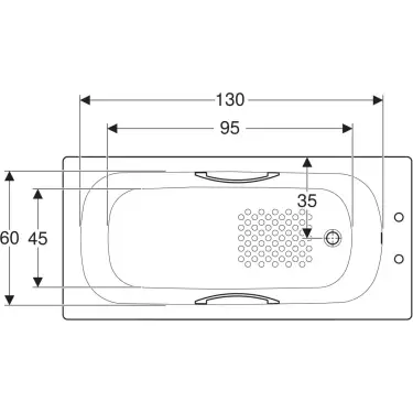 Click Here To Enlarge This Photo Of Twyford Celtic Rectangular Bathtub 150cm x 60cm 137L Capacity with Handles - BS1472WH