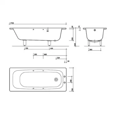 Click Here To Enlarge This Photo Of Twyford Celtic Straight Steel Bath 1700 X 700mm with 2 Tap Holes - BS1572WH