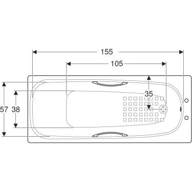 Click Here To Enlarge This Photo Of Twyford Shallow Steel Bath White 1700mm Slip Resistant SB1772WH