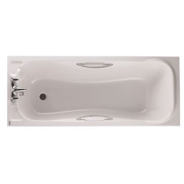 Click Here To Enlarge This Photo Of Twyford Signature Bath White 2 Tap Hole Chrome Grips 1700mm - SE8522WH