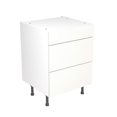 Click Here To Enlarge This Photo Of Kitchen Kit Flatpack Slab Super Gloss White 600 Base Unit 3 Drawer - FKKF0006