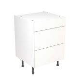 Kitchen Kit Flatpack Slab Super Gloss White 600 Base Unit 3 Drawer - FKKF0006