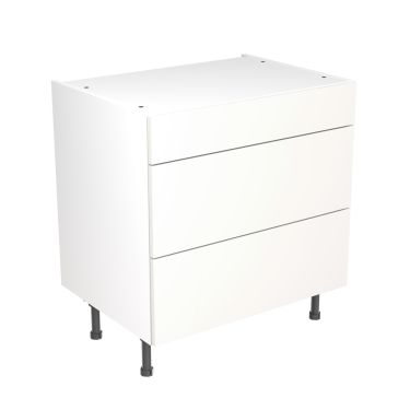 Click Here To Enlarge This Photo Of Kitchen Kit Flatpack Slab Super Gloss White 800 Base Unit 3 Drawer - FKKF0007