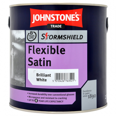Click Here To Enlarge This Photo Of Johnstone’s Trade Stormshield Flexible Satin Brilliant White 2.5L