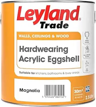Click Here To Enlarge This Photo Of Leyland Trade Acrylic Hardwearing Eggshell Magnolia 2.5L