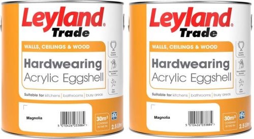Click Here To Enlarge This Photo Of Leyland Trade Acrylic Hardwearing Eggshell Brilliant White 5L (2 x 2.5L)