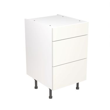 Click Here To Enlarge This Photo Of Kitchen Kit Flatpack Slab Super Gloss White 500 Base Unit 3 Drawer - FKKF0041