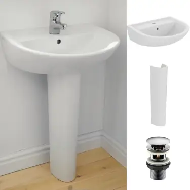 Click Here To Enlarge This Photo Of Armitage Shanks Sandringham 21 550mm Wide Basin 1 Tap Hole & Full Pedestal 550mm E894901 & E897601