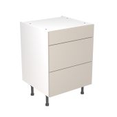 Kitchen Kit Flatpack Slab Super Gloss Light Grey 600 Base Unit 3 Drawer - FKKF0206