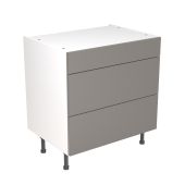 Kitchen Kit Flatpack Slab Super Gloss Dust Grey 800 Base Unit 3 Drawer - FKKF0307