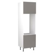 Kitchen Kit Flatpack Slab Super Gloss Dust Grey 600 Tall Unit Double Oven - FKKF0321