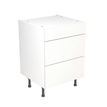 Click Here To Enlarge This Photo Of Kitchen Kit Value Slab Matt White 600 Base Unit 3 Drawer - FKKM1006