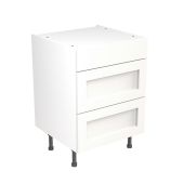 Kitchen Kit Flatpack Shaker Ultra Matt White 600 Base Unit 3 Drawer - FKKH0506