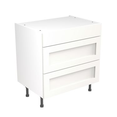 Click Here To Enlarge This Photo Of Kitchen Kit Flatpack Shaker Ultra Matt White 800 Base Unit 3 Drawer - FKKH0507