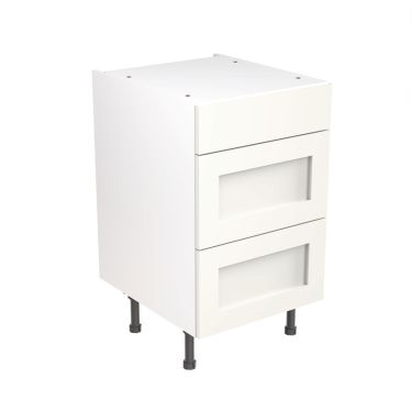 Click Here To Enlarge This Photo Of Kitchen Kit Flatpack Shaker Ultra Matt White 500 Base Unit 3 Drawer - FKKH0541