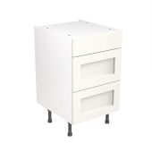 Kitchen Kit Flatpack Shaker Ultra Matt White 500 Base Unit 3 Drawer - FKKH0541