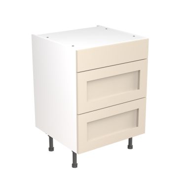 Click Here To Enlarge This Photo Of Kitchen Kit Flatpack Shaker Ultra Matt Cashmere 600 Base Unit 3 Drawer - FKKH0606