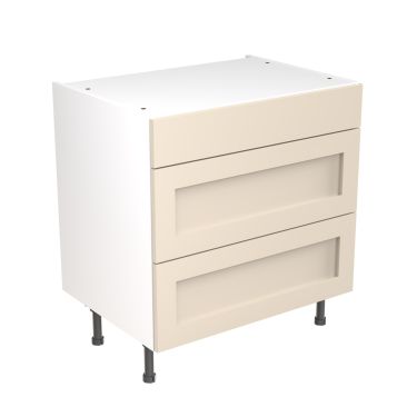 Click Here To Enlarge This Photo Of Kitchen Kit Flatpack Shaker Ultra Matt Cashmere 800 Base Unit 3 Drawer - FKKH0607