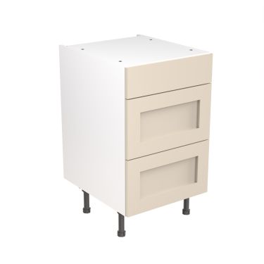 Click Here To Enlarge This Photo Of Kitchen Kit Flatpack Shaker Ultra Matt Cashmere 500 Base Unit 3 Drawer - FKKH0641