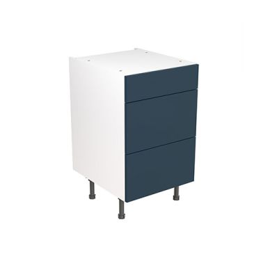 Click Here To Enlarge This Photo Of Kitchen Kit Flatpack Slab Ultra Matt Indigo Blue 500 Base Unit 3 Drawer - FKKF1341