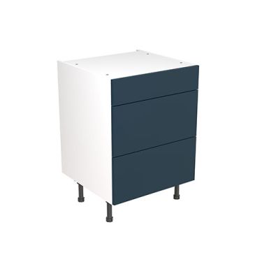 Click Here To Enlarge This Photo Of Kitchen Kit Flatpack Slab Ultra Matt Indigo Blue 600 Base Unit 3 Drawer - FKKF1306