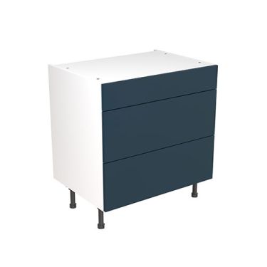 Click Here To Enlarge This Photo Of Kitchen Kit Flatpack Slab Ultra Matt Indigo Blue 800 Base Unit 3 Drawer - FKKF1307