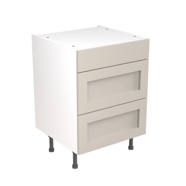 Click Here To Enlarge This Photo Of Kitchen Kit Flatpack Shaker Ultra Matt Light Grey 600 Base Unit 3 Drawer - FKKH0706