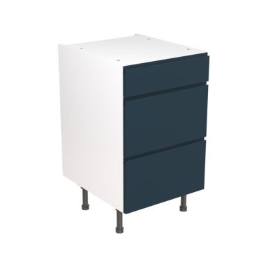 Click Here To Enlarge This Photo Of Kitchen Kit Flatpack J Pull Ultra Matt Indigo Blue 500 Base Unit 3 Drawer - FKKJ1341