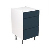 Kitchen Kit Flatpack J Pull Ultra Matt Indigo Blue 500 Base Unit 3 Drawer - FKKJ1341