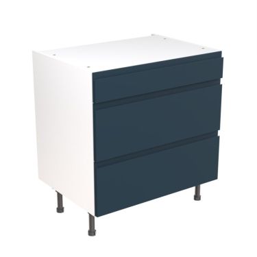 Click Here To Enlarge This Photo Of Kitchen Kit Flatpack J Pull Ultra Matt Indigo Blue 800 Base Unit 3 Drawer - FKKJ1307
