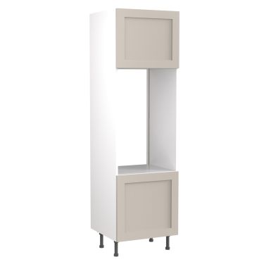 Click Here To Enlarge This Photo Of Kitchen Kit Flatpack Shaker Ultra Matt Light Grey 600 Tall Unit Double Oven - FKKH0721