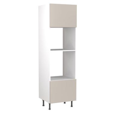 Click Here To Enlarge This Photo Of Kitchen Kit Value Slab Matt Light Grey 600 Tall Unit Oven & Microwave - FKKM1232