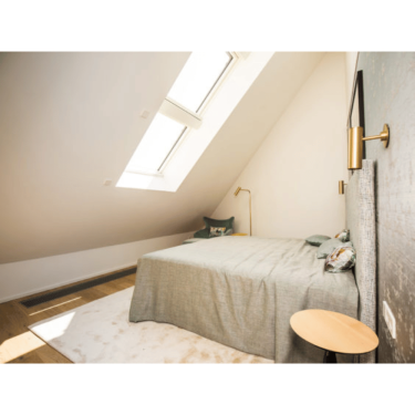 Click Here To Enlarge This Photo Of FAKRO FTU-V P5 05 78x98 Triple Glazed White PU Coated Pine Centre Pivot Roof Window