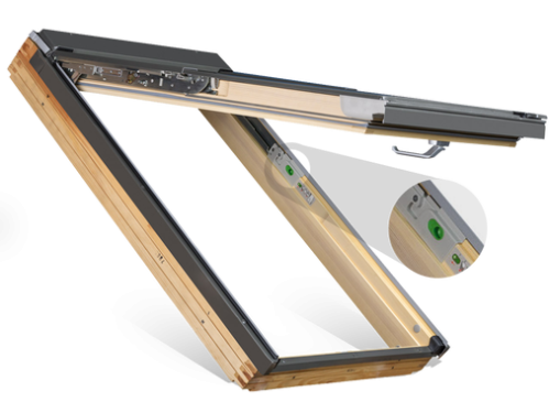 Click Here To Enlarge This Photo Of FAKRO FPP-V P2 03 66cm x 98cm Safety Double Glazed Top Hung and Pivot Dual Function Roof Windows in Natural Pine - 875B03