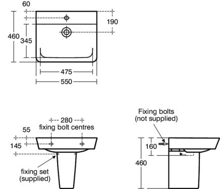 Click Here To Enlarge This Photo Of Ideal Standard Connect Air Basin 55 x 46 White Cubes/Wrp - E076701