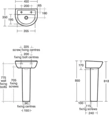 Click Here To Enlarge This Photo Of Armitage Shanks Sandringham 21 Hand Rinse Washbasin White 450 mm E893601