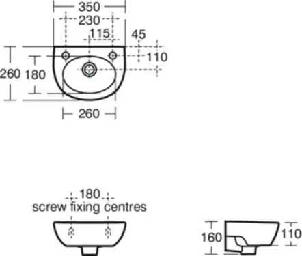 Click Here To Enlarge This Photo Of Armitage Shanks Sandringham 21 Hand Rinse Washbasin E893001