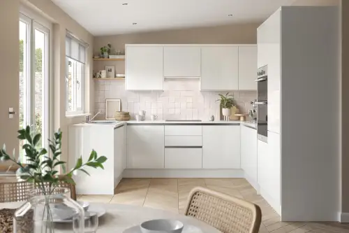 Click Here To Enlarge This Photo Of Kitchen Kit Flatpack J Pull Super Gloss White 600 Base Unit Oven - FKKJ0005