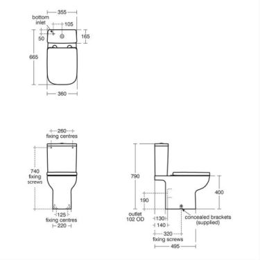 Click Here To Enlarge This Photo Of Ideal Standard I.Life A Close Coupled Back To Wall Toilet Rimless Pan (open back) with Horizontal Outlet - E247501
