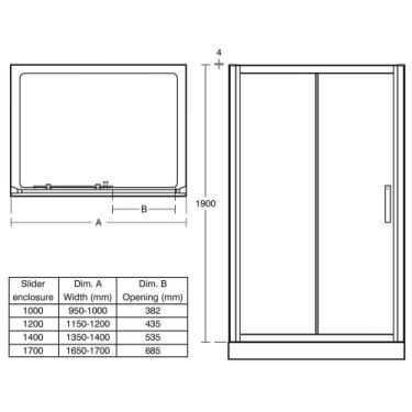 Click Here To Enlarge This Photo Of Ideal Standard Connect 2 slider door 1200mm Bright Silver K9396EO