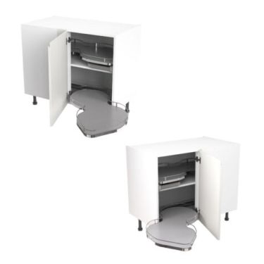 Click Here To Enlarge This Photo Of Kitchen Kit Flatpack Value Slab Matt Matt White 1000 Base Unit With Dual-Handed Nuvola Blind Corner - FKKM1065