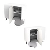 Kitchen Kit Flatpack Value Slab Matt Matt White 1000 Base Unit With Dual-Handed Nuvola Blind Corner - FKKM1065
