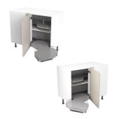 Kitchen Kit Flatpack Value Slab Matt Matt Light Grey 1000 Base Unit With Dual-Handed Nuvola Blind Corner - FKKM1265