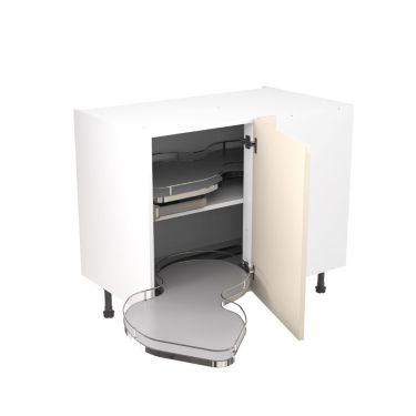 Click Here To Enlarge This Photo Of Kitchen Kit Flatpack Slab Super Gloss Cashmere 1000 Base Unit With Dual-Handed Nuvola Blind Corner - FKKF0665