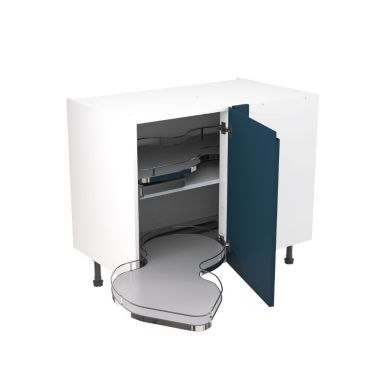 Click Here To Enlarge This Photo Of Kitchen Kit Flatpack J Pull Ultra Matt Indigo Blue 1000 Base Unit With Dual-Handed Nuvola Blind Corner - FKKJ1365